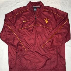 USC Trojan Nike Red 1/4 Zip Pull Over Windbreaker Size Mens XL